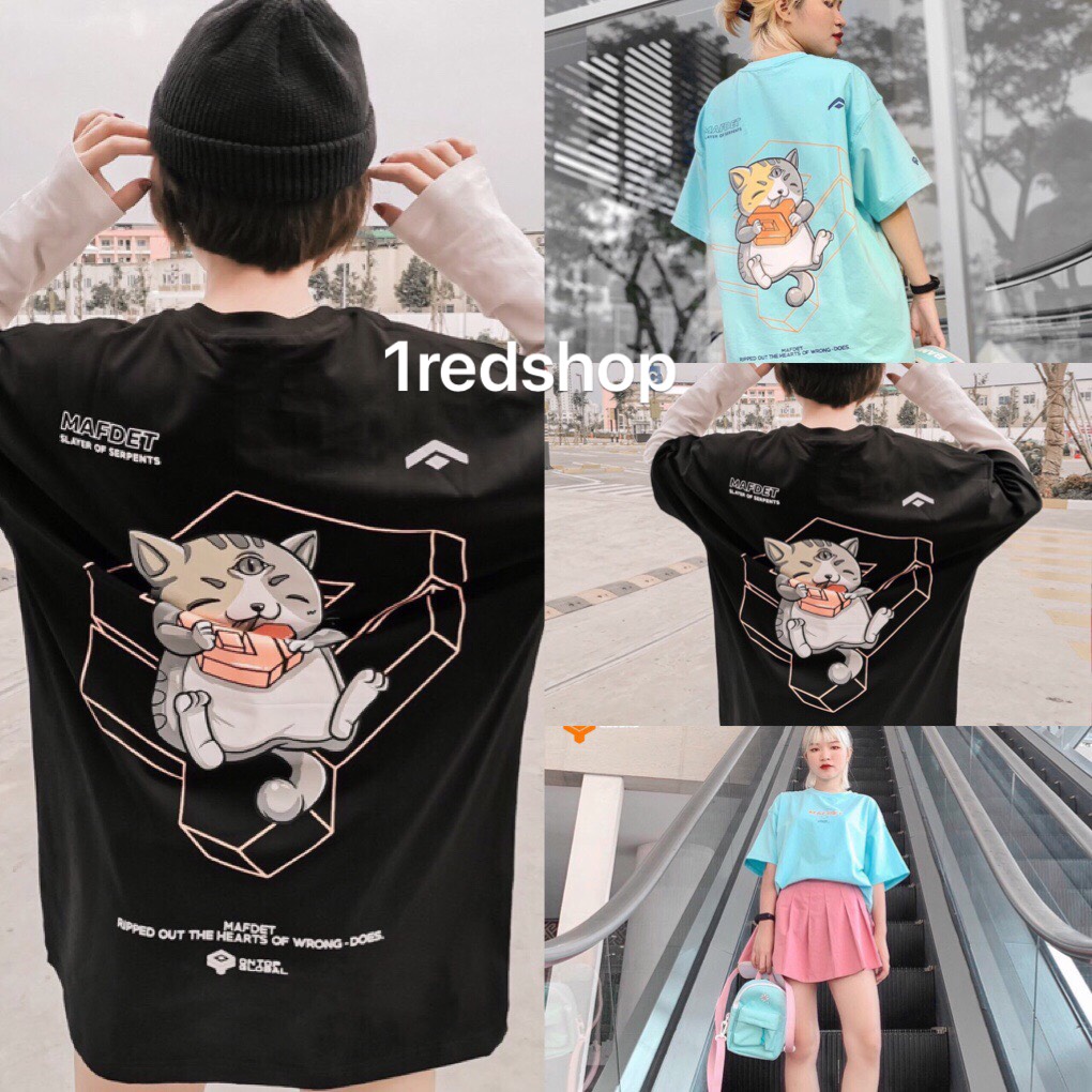[HCM]ÁO THUN UNISEX MAFDET MÈO CON LIẾM BÁNH THÈM THUỒNG 3D TUYỆT ĐẸP FROM RỘNG CỰC HOT 1REDSHOP