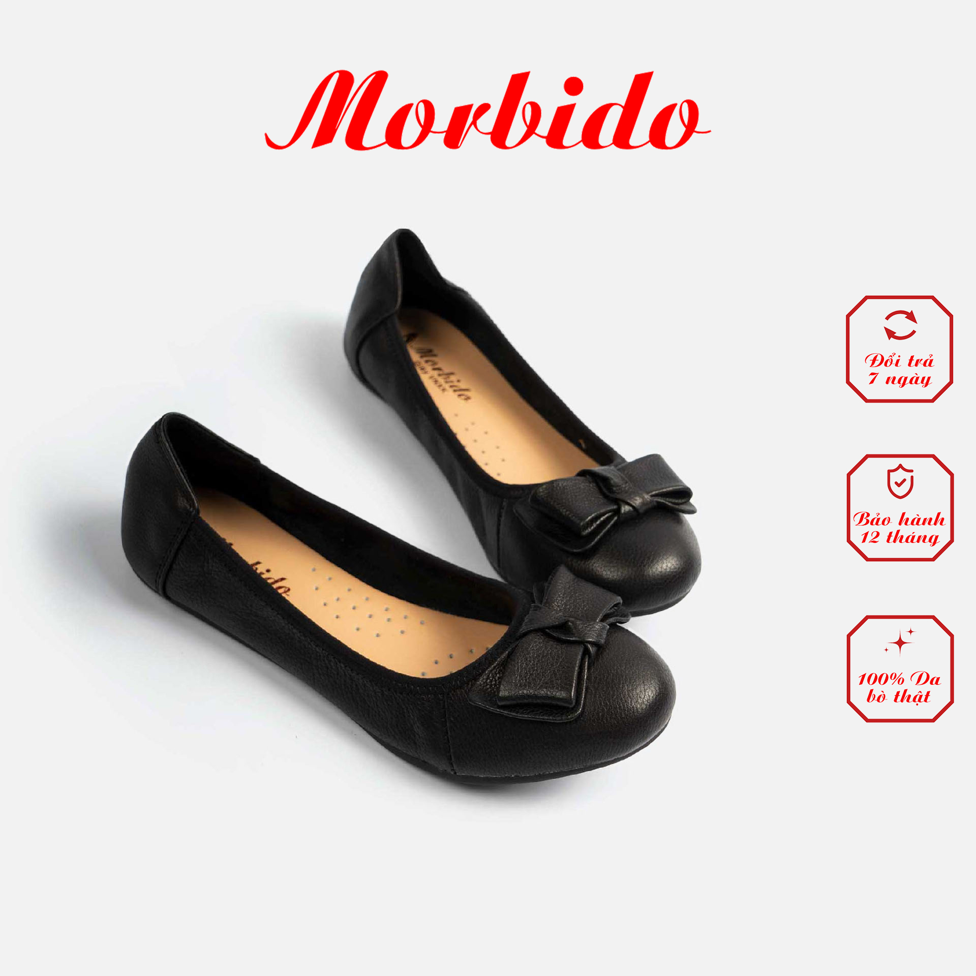 Giày búp bê đế bệt da bò thật siêu êm giá xưởng morbido m3005
