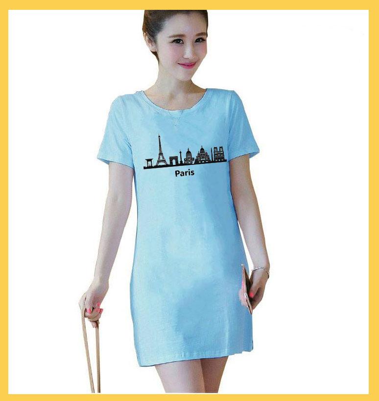 Đầm suông in hình Paris thời trang nữ G207