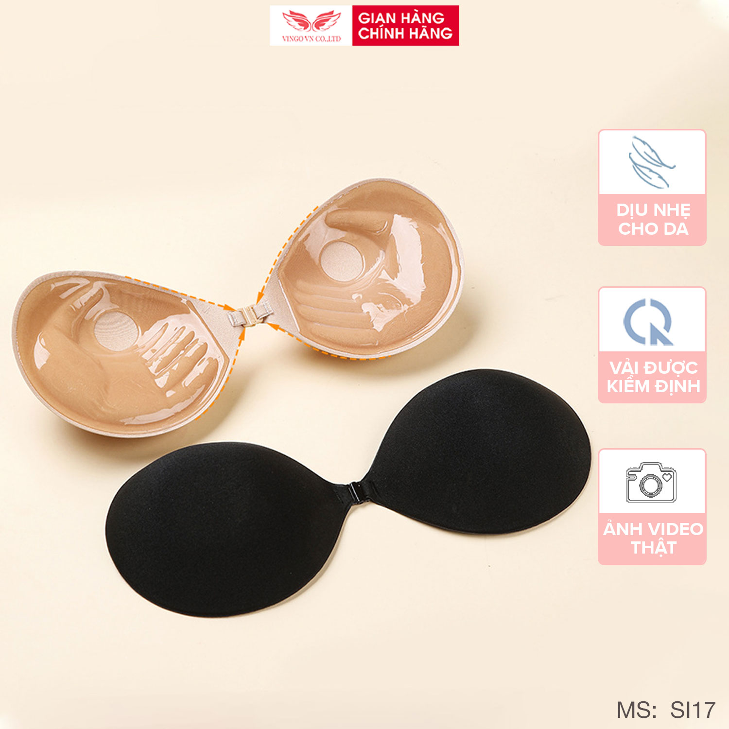 Áo dán ngực cài trước đệm dày nâng ngực tạo khe Vingo SI17 VNGO