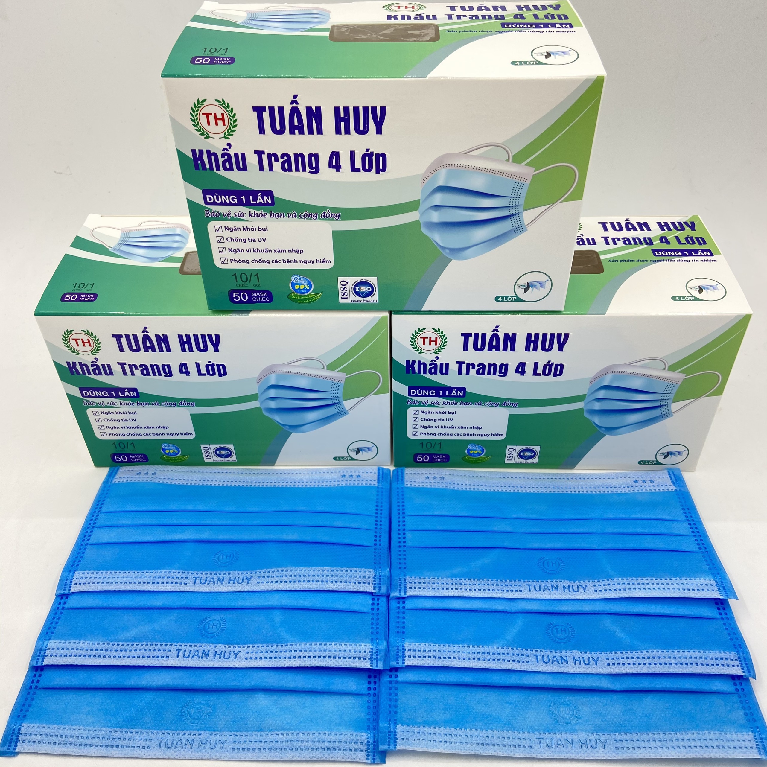 Hộp 50 chiếc Khẩu Trang YTẾ 4 Lớp, Khẩu Trang Vải Không Dệt Ngăn Virus Khói Bụi, Dùng 1 Lần