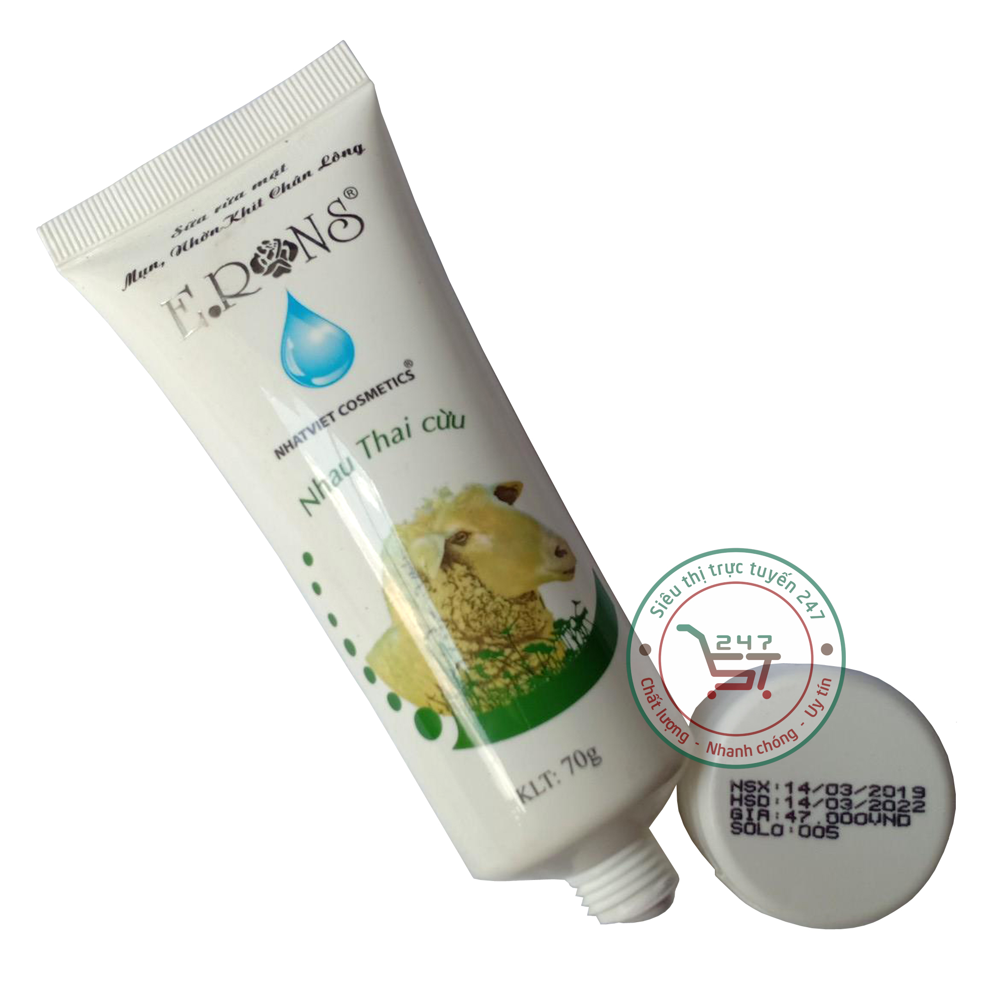 Sữa rửa mặt ngừa mụn - Nhờn - Se khít lỗ chân lông Erons 70g (Trắng) chăm sóc da tại nhà hiệu quả