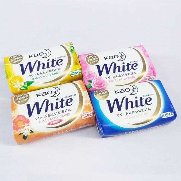 Xà phòng tắm trắng KAO White Nhật Bản - Xà bông KAO White - 130g, đem lại một làn da mềm mại hiệu quả giữ độ ẩm và đàn hồi giúp da khỏe mạnh, mùi thương dịu dàng