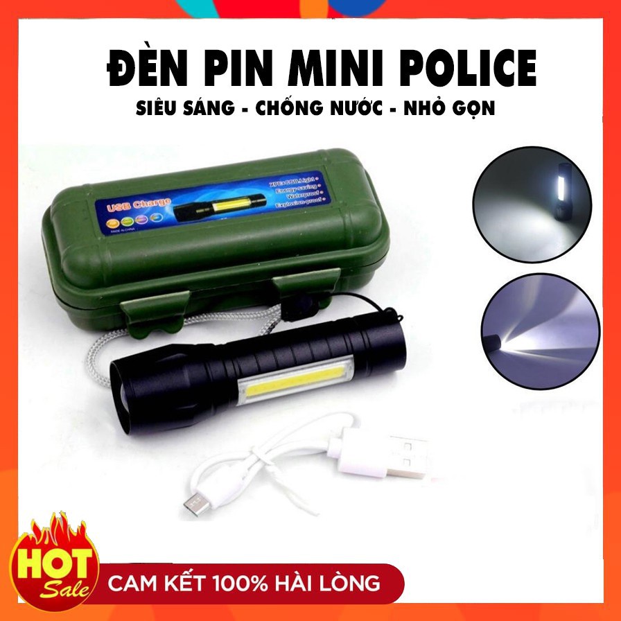 Đèn pin mini siêu sáng police cao cấp có zoom//đèn pin mini led siêu sáng chống nước giá rẻ