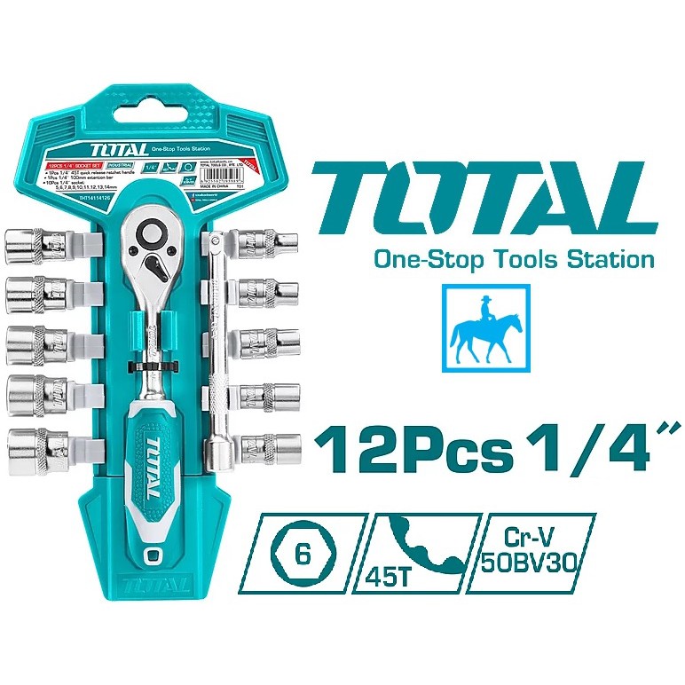 Bộ cờ 12 lê lực và đầu tuýp total tht14114126 hkts14122