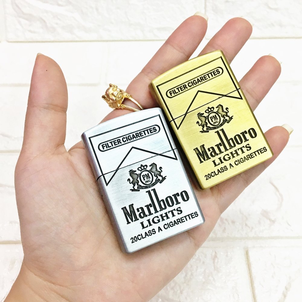 Bật lửa gas đá khắc nổi logo marlboro