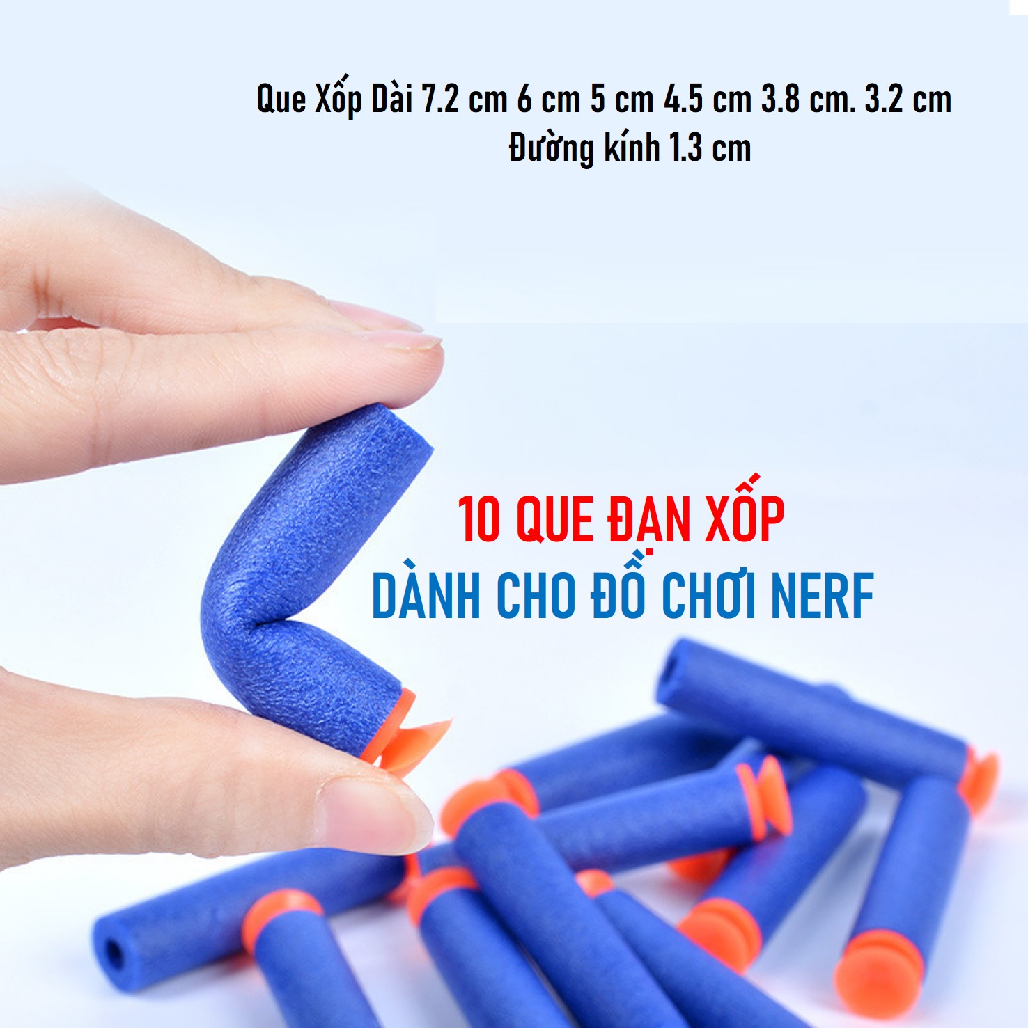 Vỉ 10 que xốp nhiều kích thước - phụ kiện đồ chơi neff- đồ chơi trẻ em 9999