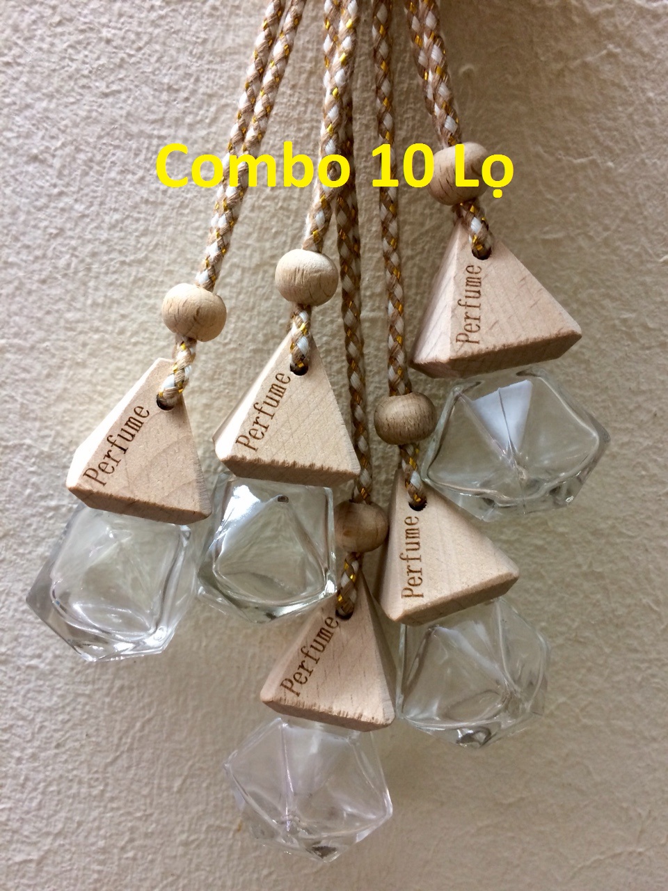 Combo 10 Lọ đựng tinh dầu treo xe hình lục lăng