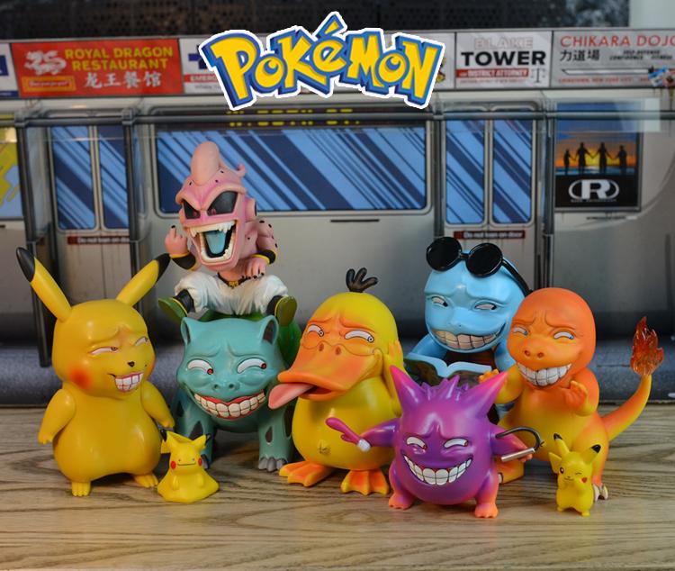 Mô hình 6 Pokémon pikachu mặt bựa vl