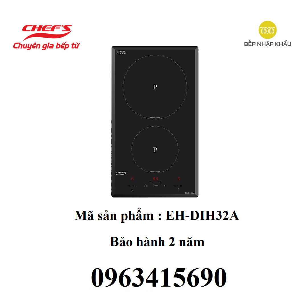 Bếp từ âm 2 vùng nấu chefs eh-dih32a - hàng chính hãng