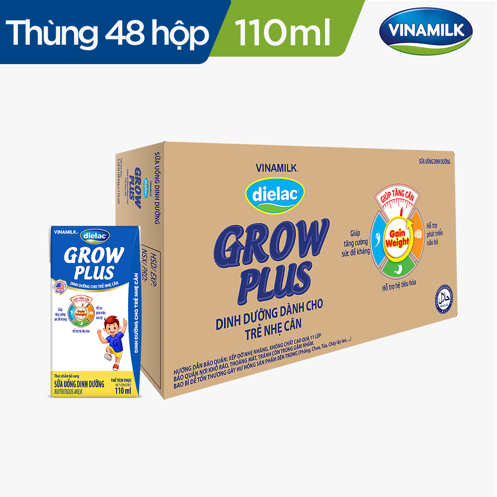 Combo 48 sữa bột pha sẵn dielac grow plus 110ml