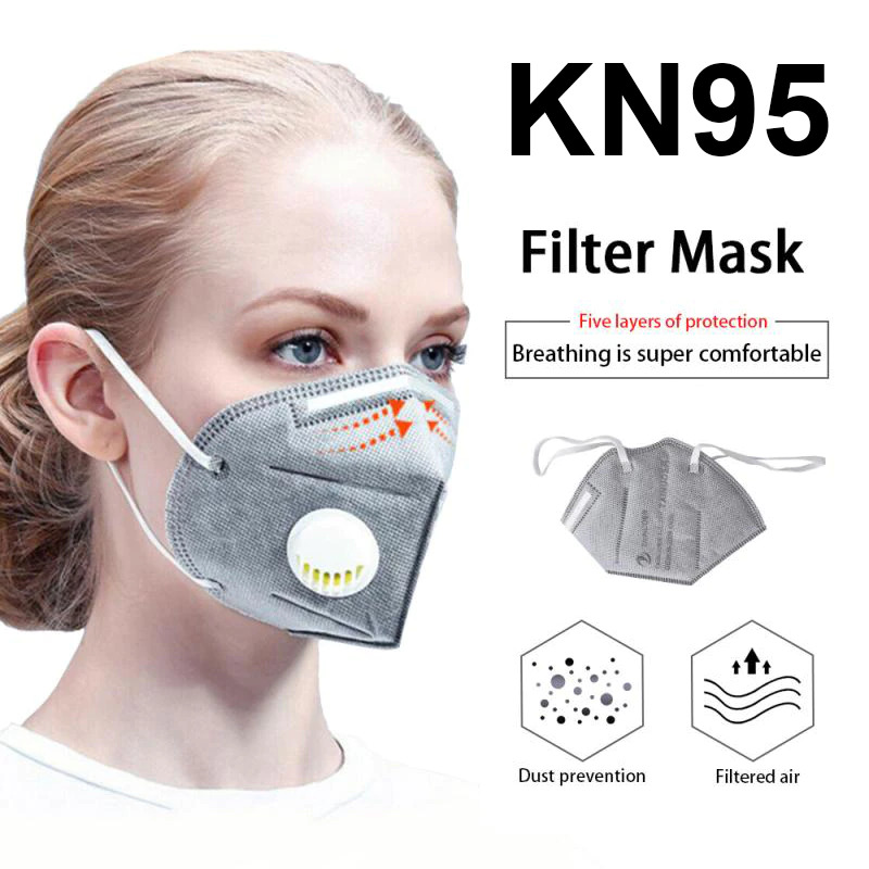 Khẩu trang 5 lớp KN95 có van thở chống bụi chuẩn FFP2 chống khuẩn chống