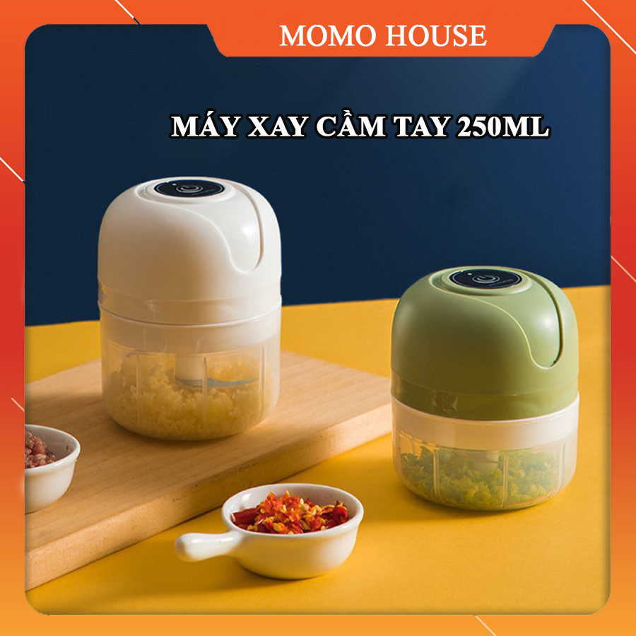 Máy xay thịt tỏi ớt mini không dây tích điện 3 lưỡi dung tích 250ml
