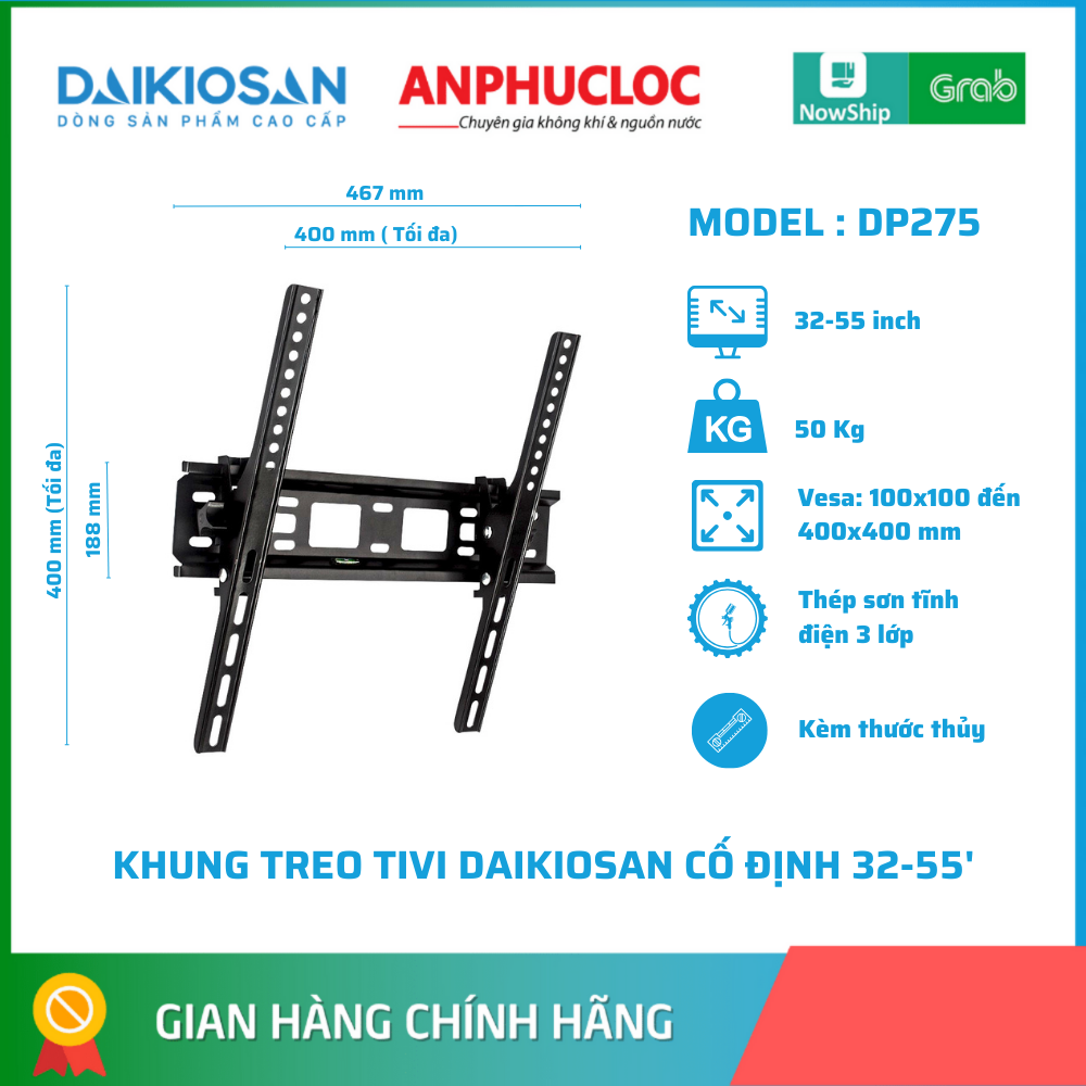 Giá treo tivi treo tường Daikiosan DP275 loại treo nghiêng 32 đến 55 inch