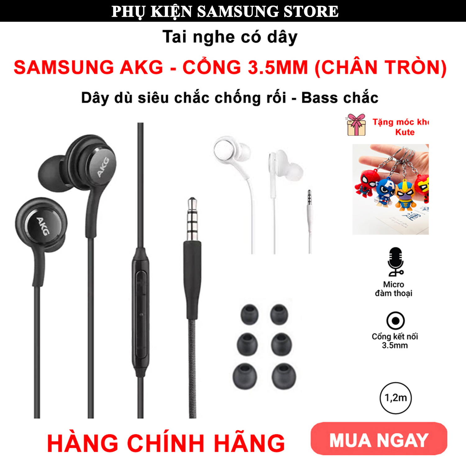 [Tặng móc khóa] Tai nghe Samsung AKG dây dù chống rối cổng 3.5mm