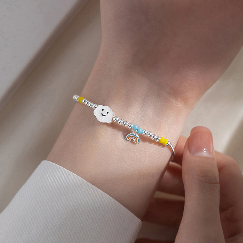 Rainbow Smiley Cloud Beaded Bracelet Vòng đeo tay nữ sinh viên YVETTERY