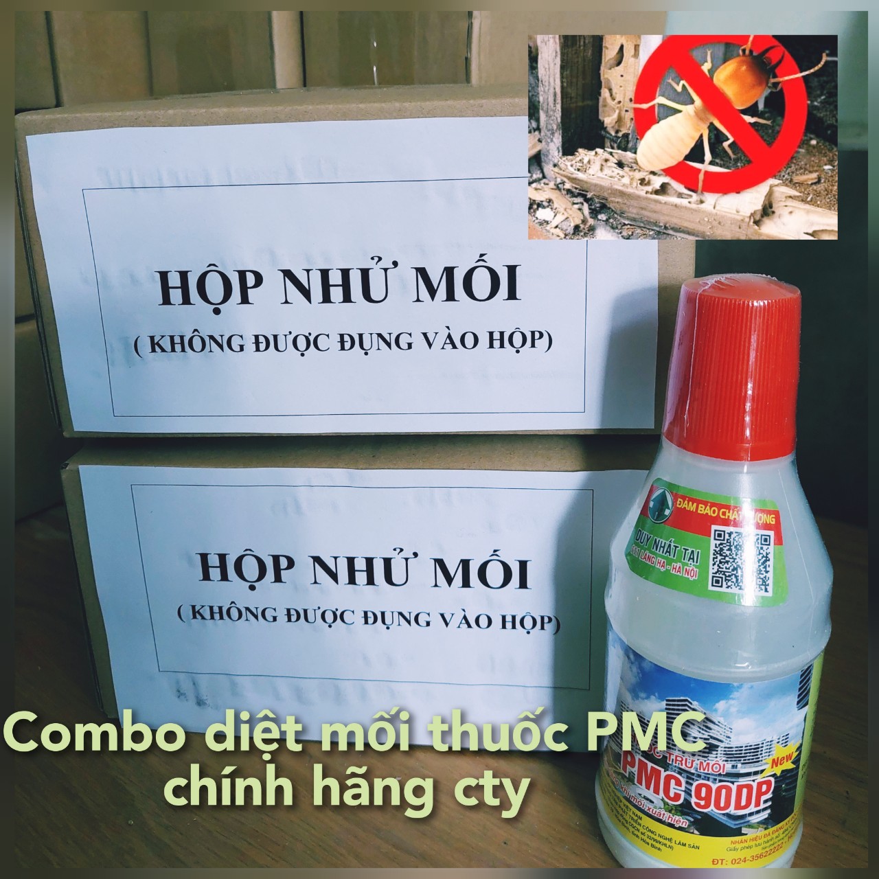 Combo diệt mối trừ mối lây nhiễm sinh học tận gốc PMC: 2 Hộp nhử mối + 1 lọ diệt mối PMC 90 chính hãng cty 111 láng hạ