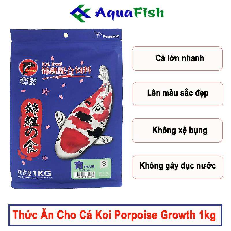 Thức ăn cho cá koi Porpoise growth 1kg giúp cá nhanh lớn, lên màu đẹp và không làm đục nước