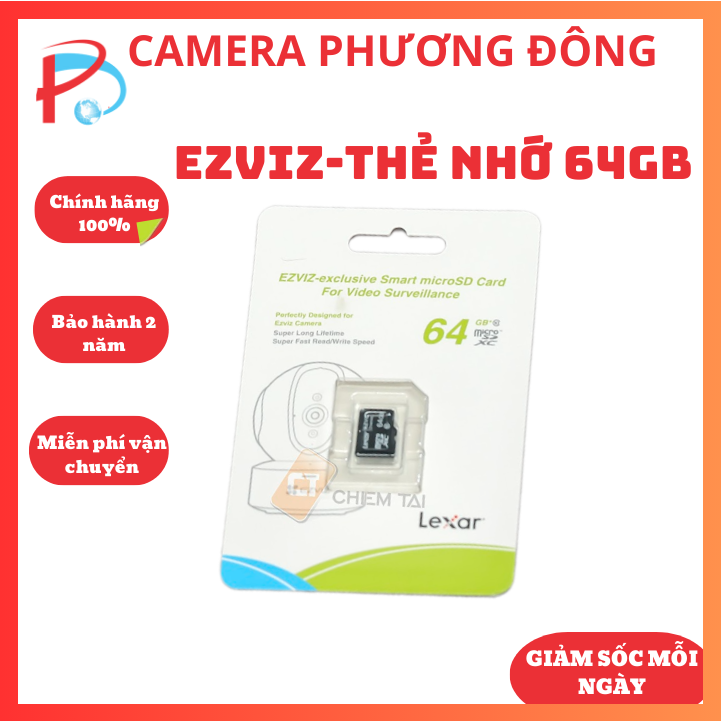 Thẻ nhớ camera ezviz 64gb, chuẩn class 10 tốc độ cao, dùng cho camera, điện thoại - hàng chính hãng
