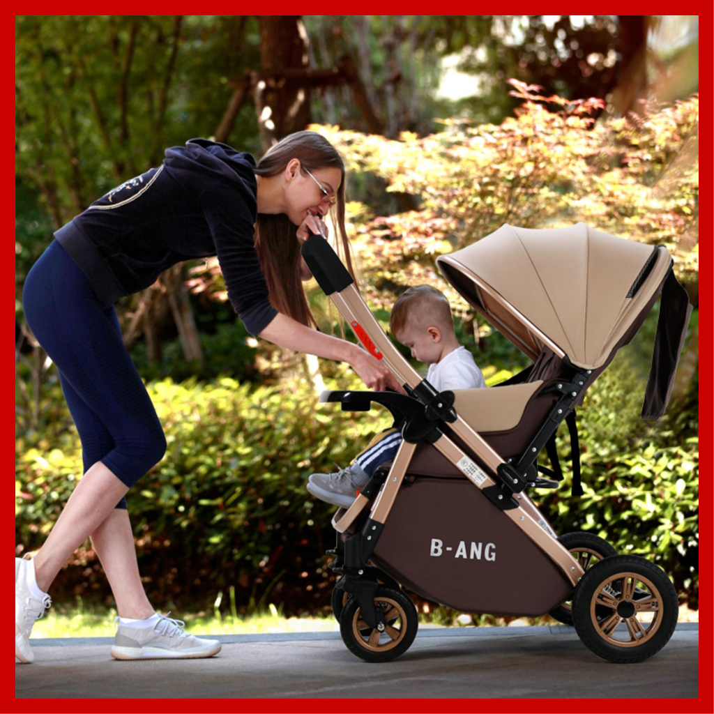 Xe Đẩy Em Bé Gấp Gọn cao cấp BANG 2 chiều 3 tư thế ngả lưng dành cho trẻ sơ sinh đến 36 tháng kiểu dáng sang trọng