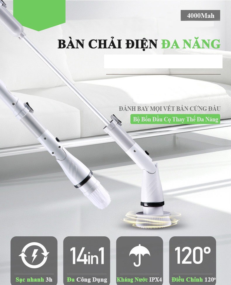 Chổi Cọ Nhà Vệ Sinh Bằng Điện Máy Cọ Rửa Vệ Sinh Bồn Cầu Cầm Tay Cây Bàn Chải Chà Nhà Tắm Không Dây Thông Minh