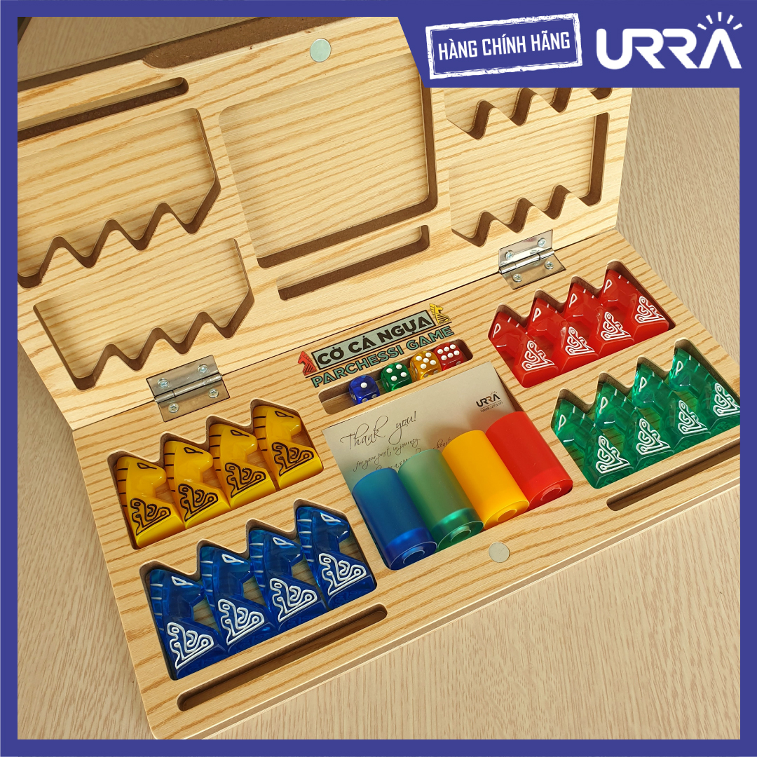 [NEW] Bộ Cờ Cá Ngựa Urra [4 cốc]  - Ludo Traveline, Đồ Chơi Trẻ Em (Hand Made)