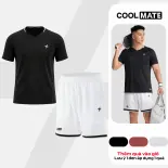 [TẶNG SET 2 QUÀ]Set đồ bộ thể thao nam Pickleball Áo thun cổ V và Quần short Essentials Nhanh khô,Thoáng Khí,Thấm hút Coolmate