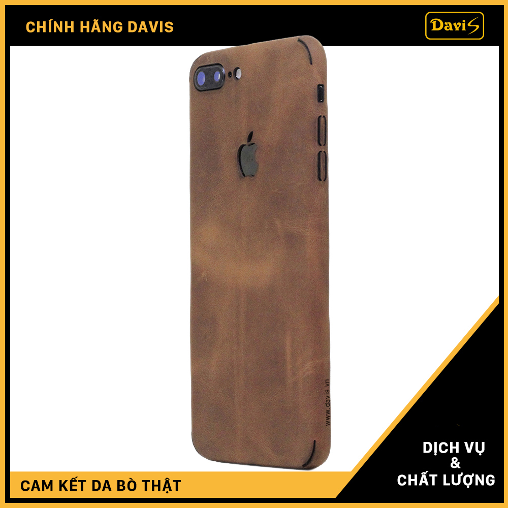 Dán da full viền iphone 7 Plus, làm từ da thật cao cấp - Chính hãng Davis