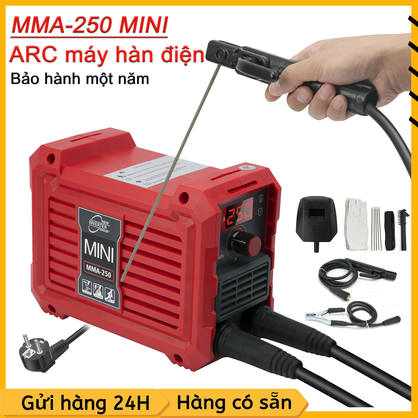 Máy hàn điện tử MMA-250 mini máy hàn Máy hàn điện tử dùng cho gia đình Tặng Mặt Nạ + Bộ Phụ Kiện