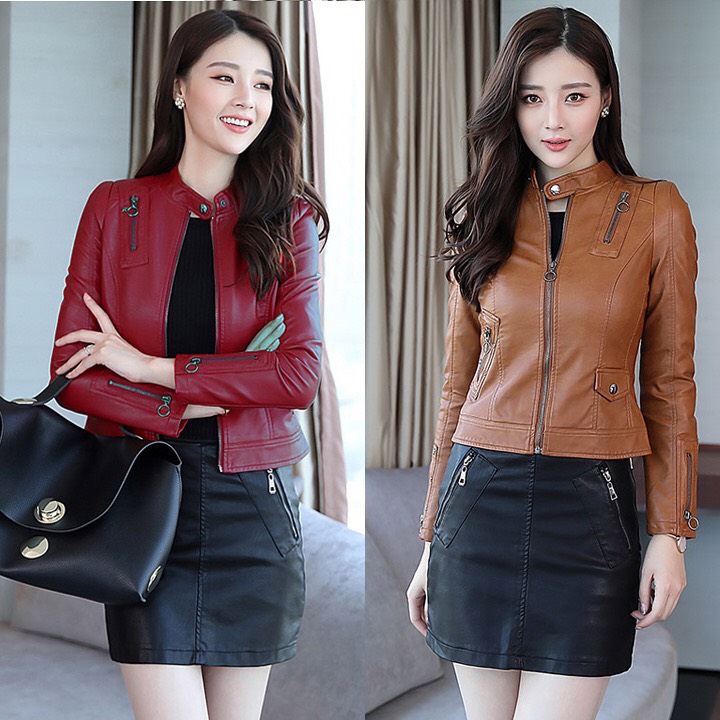Áo khoác da nữ kiểu vest cao cấp nhiều màu