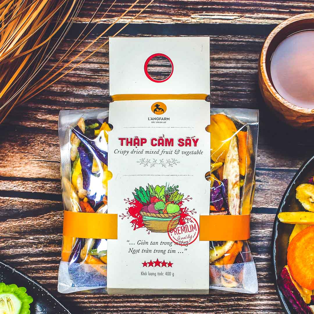 Thập cẩm sấy giòn Langfarm 400g bịch mẫu mawashi