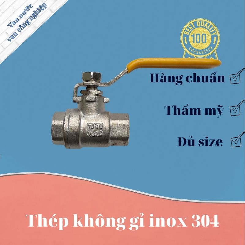 van bi inox 304 phi 13 van nước tay gạt chất liệu bằng thép không gỉ