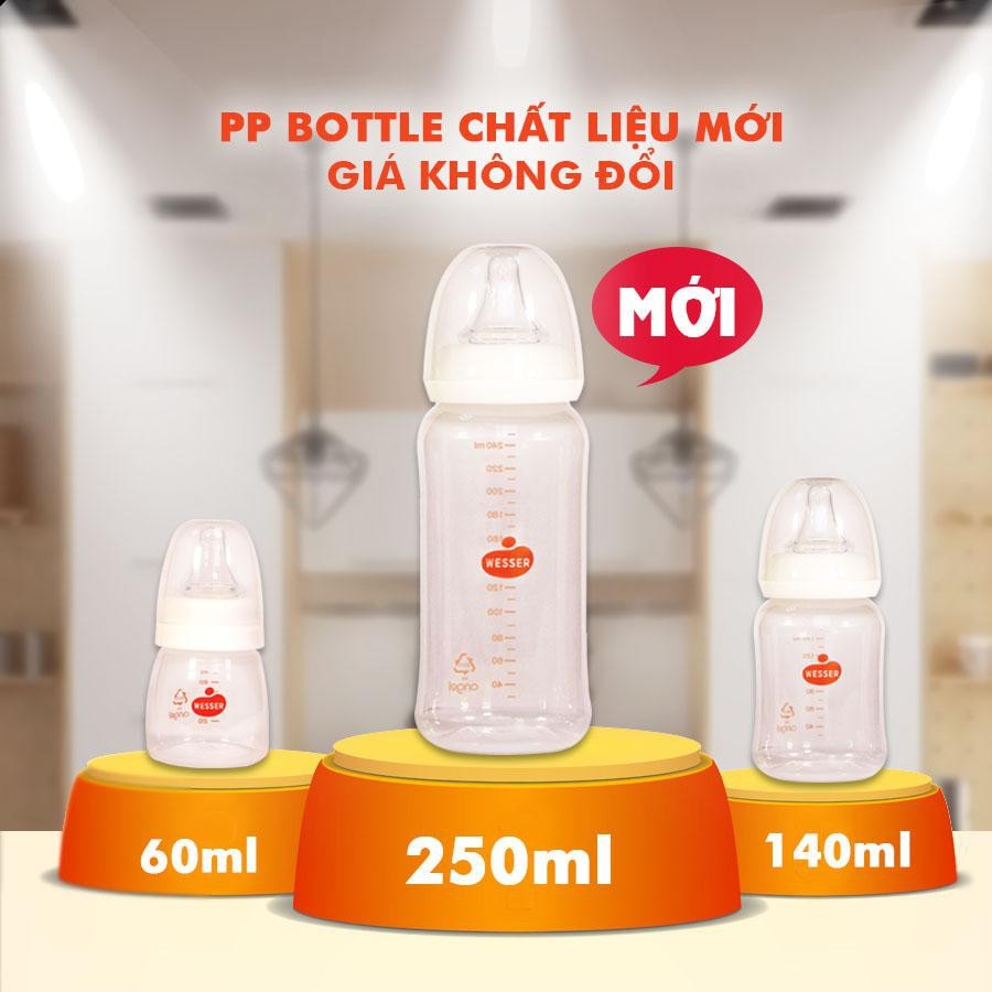 Bình Sữa Wesser Nano Silver Cổ Hẹp 60ml -240ml