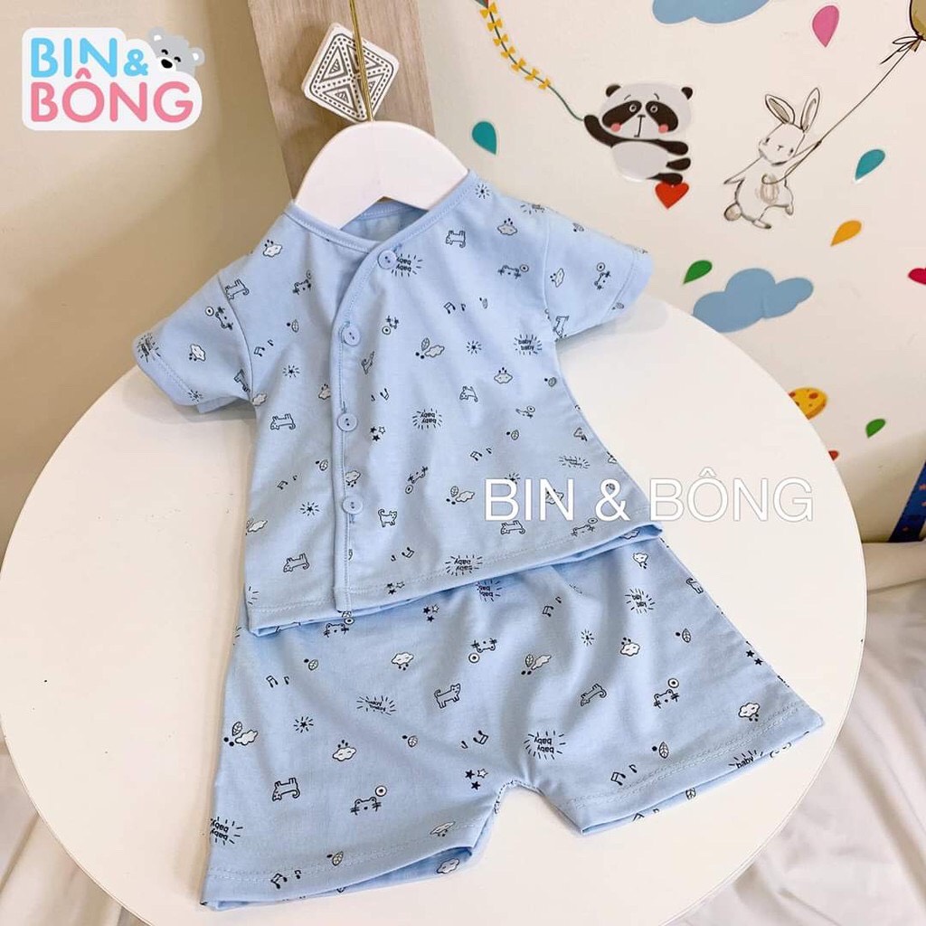 Bộ quần áo cộc sơ sinh cúc lệch Unchi / có 5 màu /Bộ cộc tay mùa hè Unchi cho bé trai bé gái sơ sinh 0-8kg cài khuy lệch