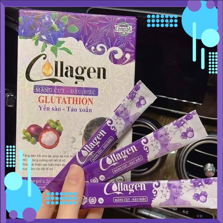 Set 10 gói collagen măng cụt đậu biếc zenpali - măng cụt đậu biếc chính hãng nước uống đẹp da bổ sung collagen dạng nước, uống trắng da, mờ thâm, nám s10gcmcdb