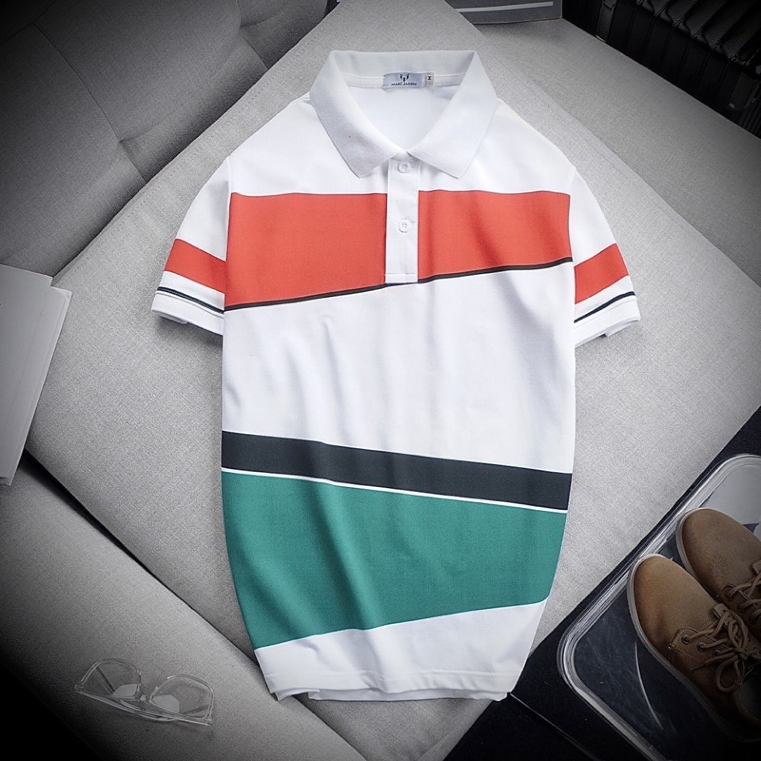 Áo thun nam có cổ phối màu marc cubes big size 3xl 90kg thoải mái, áo phông áo polo nam cotton cao cấp the basic