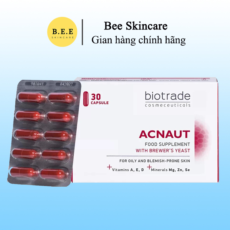 Viên Uống Giảm Mụn Biotrade Acnaut Food Supplement Kiềm Dầu, Giúp Sáng Và Đều Màu Da, Bee Skincare