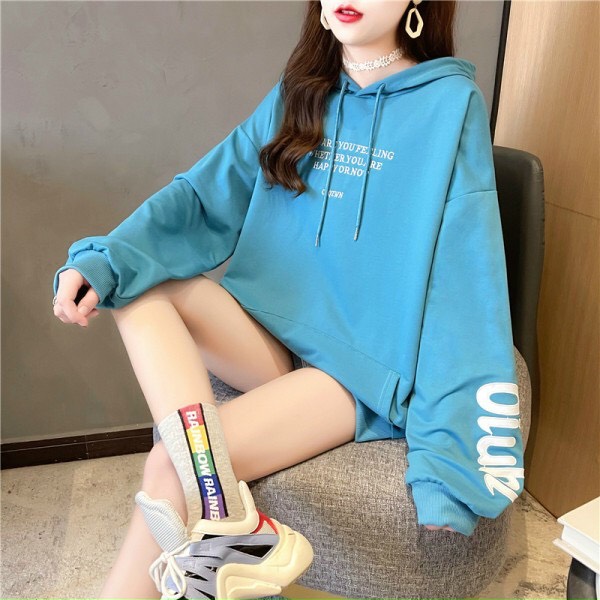 Áo hoodie nam nữ unisex tay dài bồng bềnh phối mũ liền in chữ siêu cute, chất nỉ dày mềm mịn cực hot