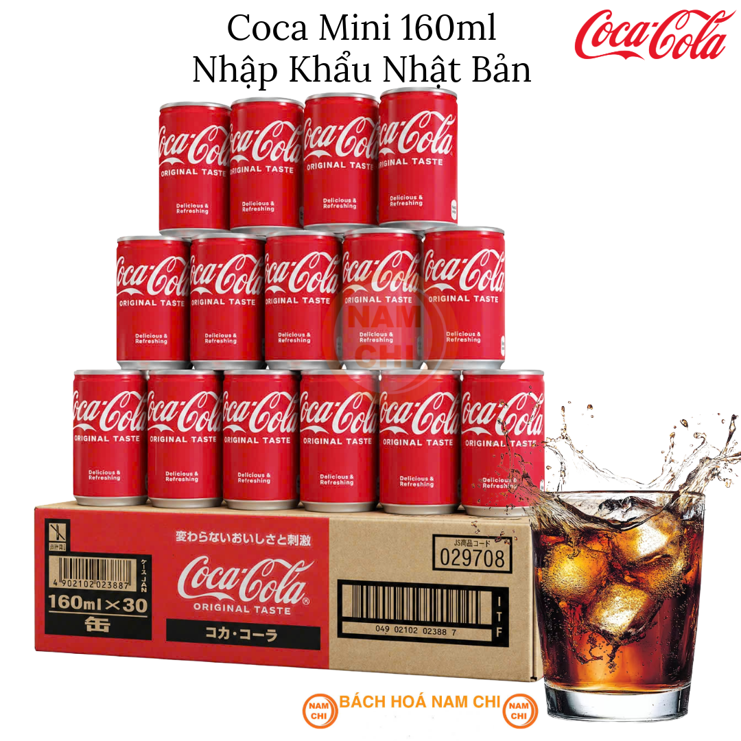 [THÙNG 30 LON] Nước Giải Khát Có Ga COCA MINI 160ML Nhật Bản - Hàng Nhập Chính Hãng