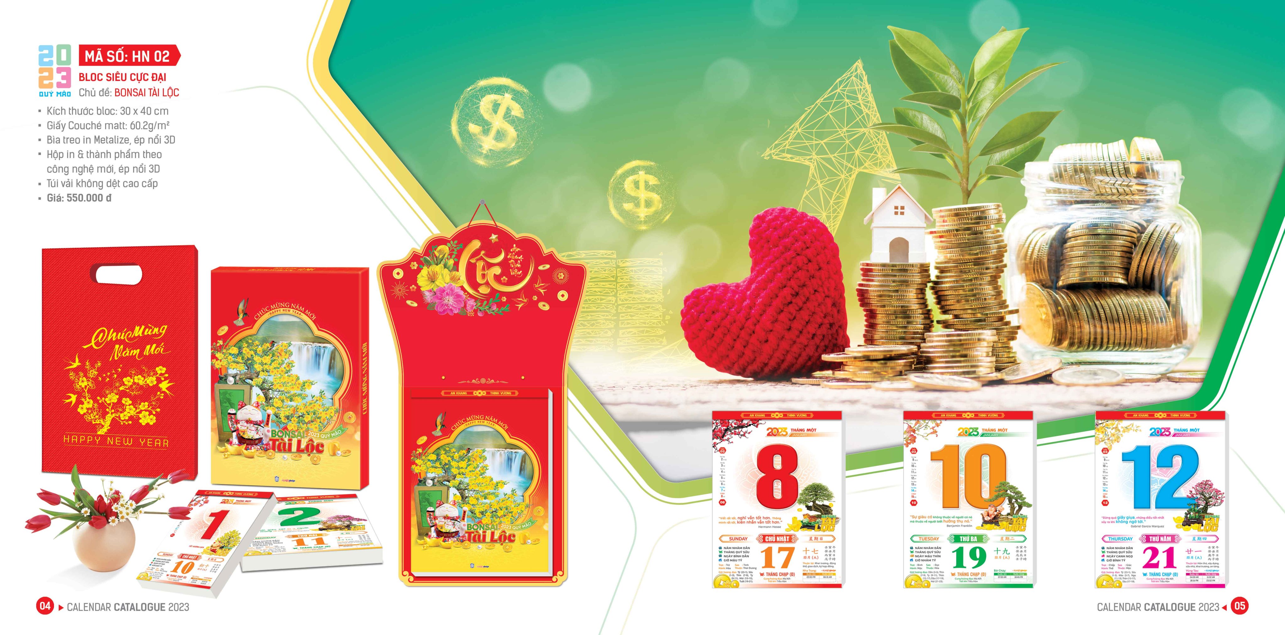 Lịch tết bloc cực đại - lịch tết 2024_quà tặng người thân, doanh nghiệp