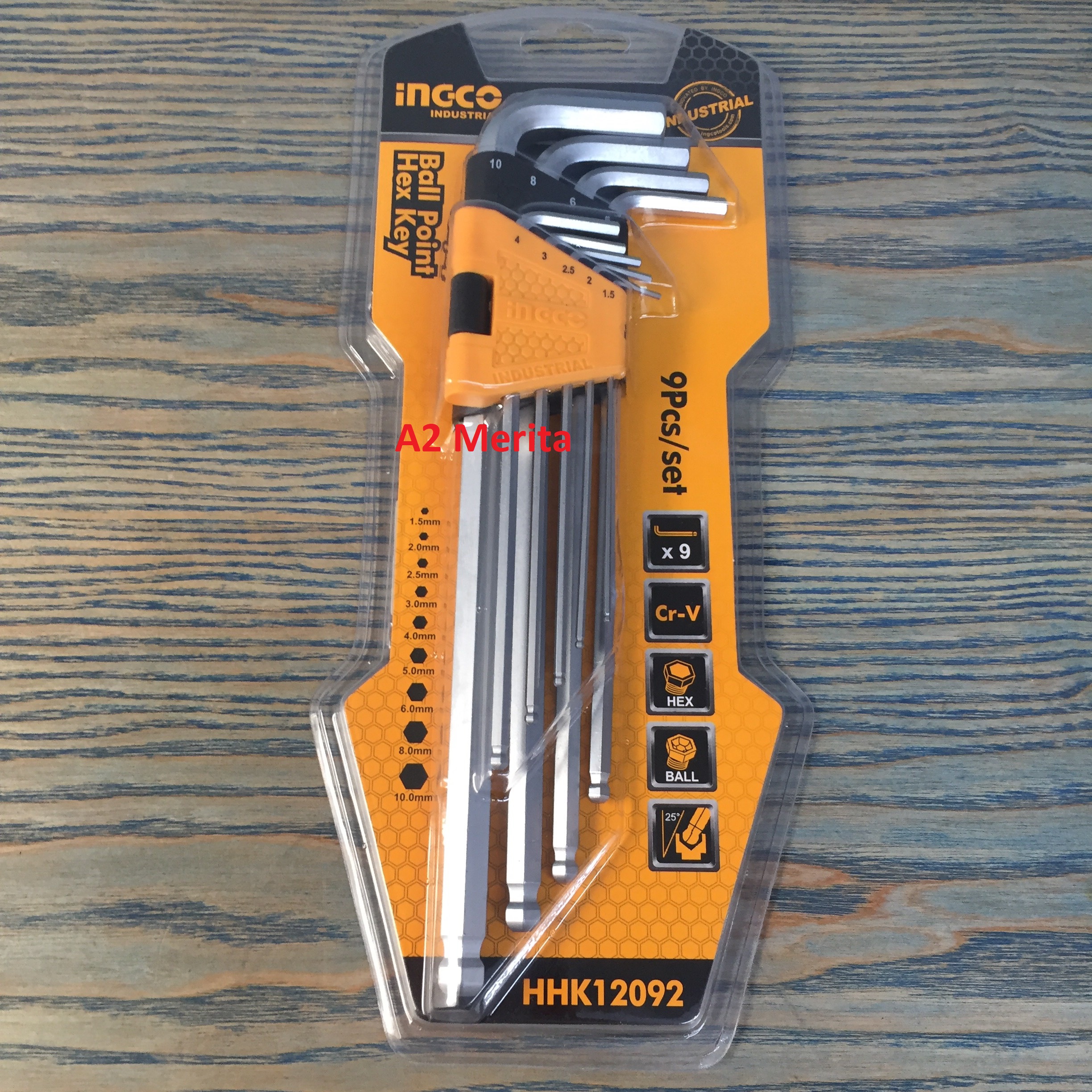 Bộ 9 chìa lục giác đầu tròn ingco hhk12092