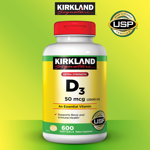 Viên Vitamin D3 2000IU Kirkland chai 600 viên Date 2026