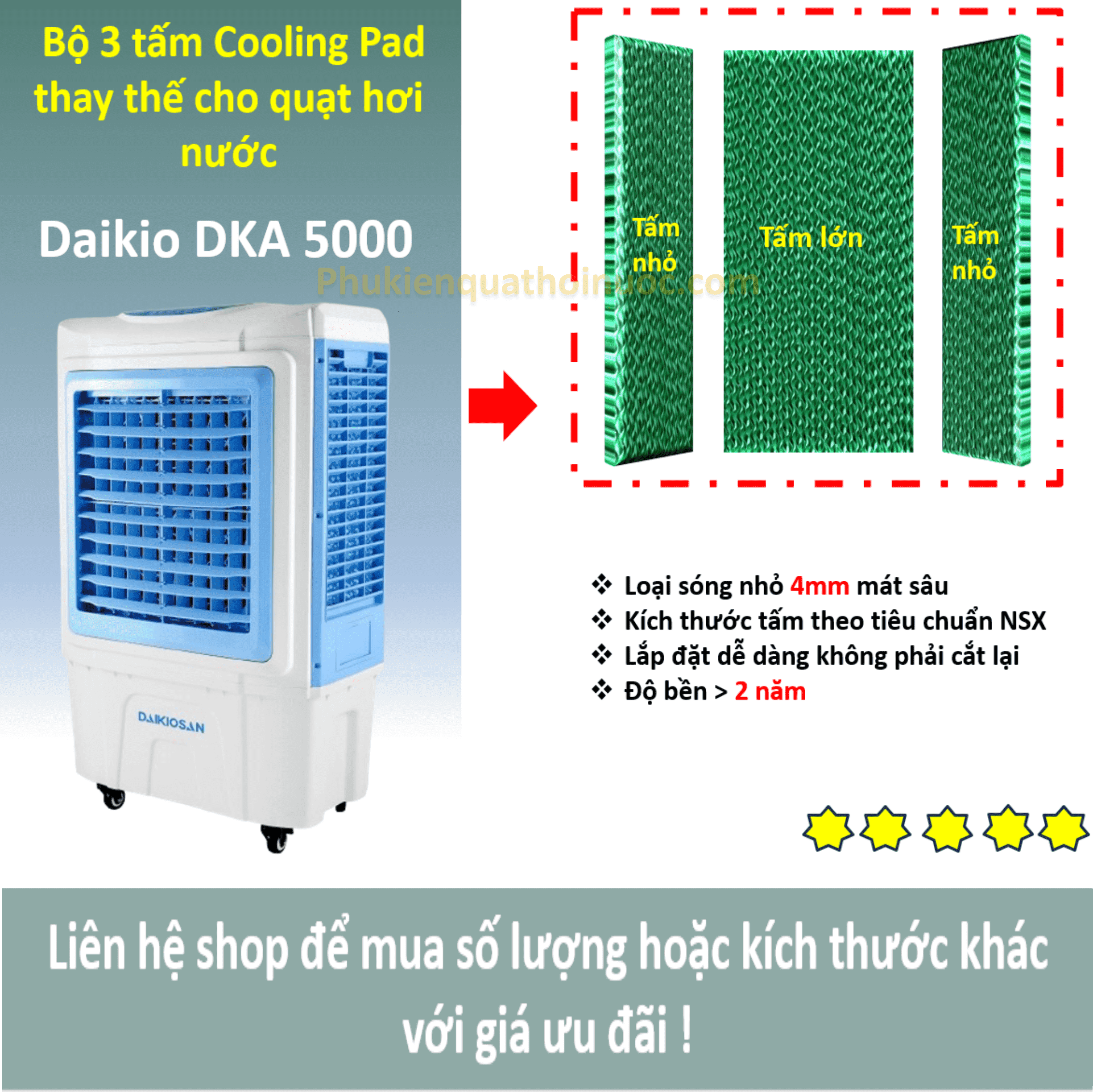 Tấm làm mát quạt hơi nước dka-05000c