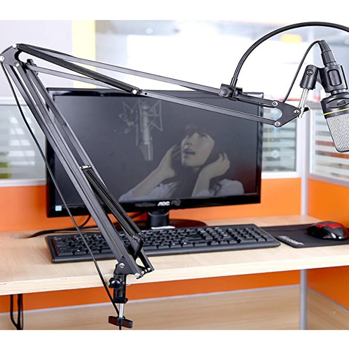 Chân đế kẹp bàn gắn mic thu âm, giá đỡ micro livestream