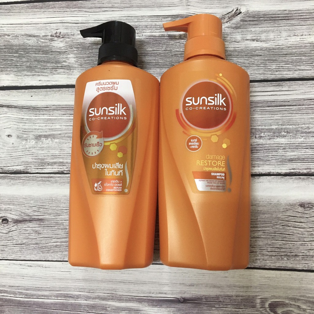 [SẠCH GÀU MƯỢT TÓC]Combo 2 Chai Dầu Gội Và Dầu Xả Sunsilk Thái Lan 450ml Cam