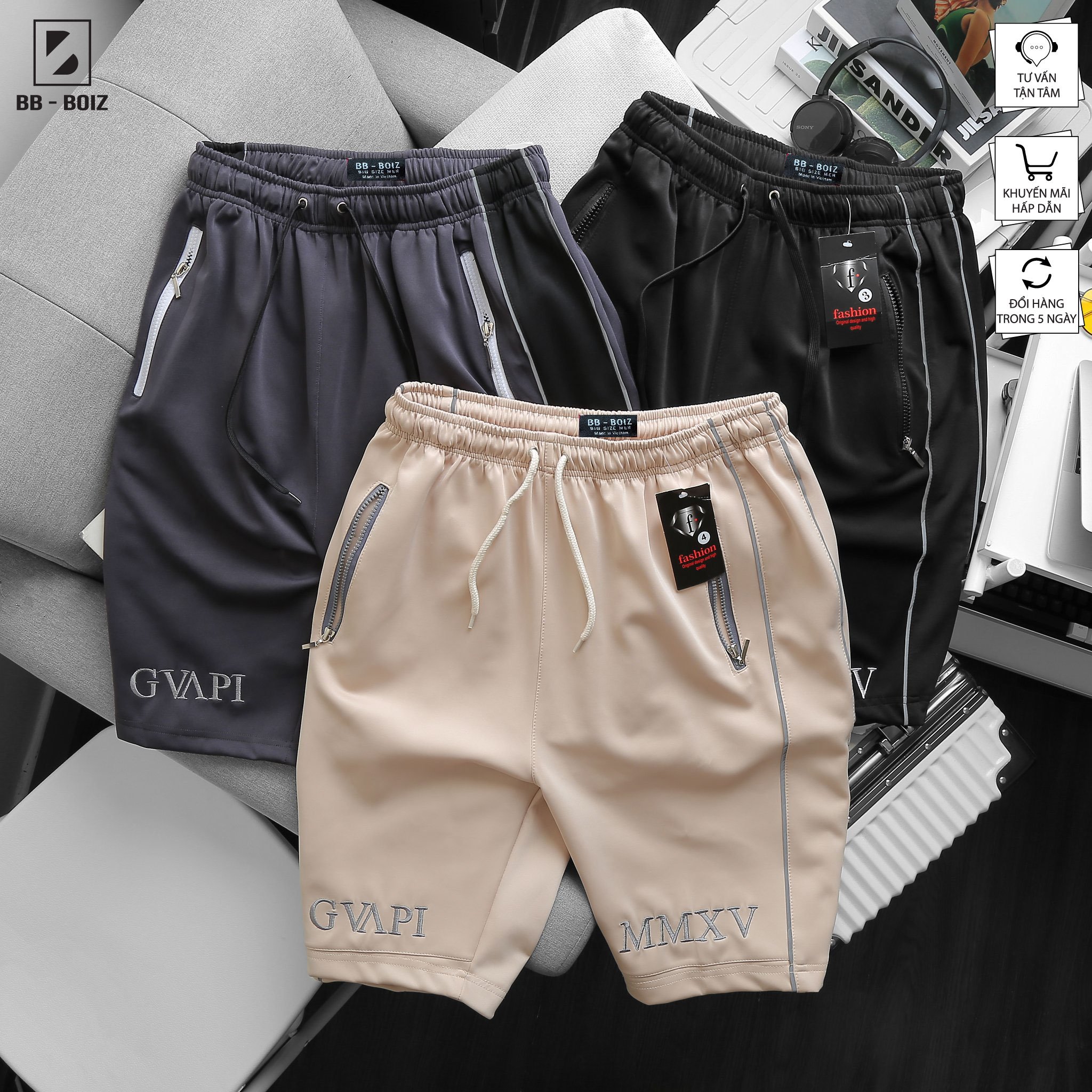 Quần short thun nam bigsize viền phản quang size 60 - 120kg
