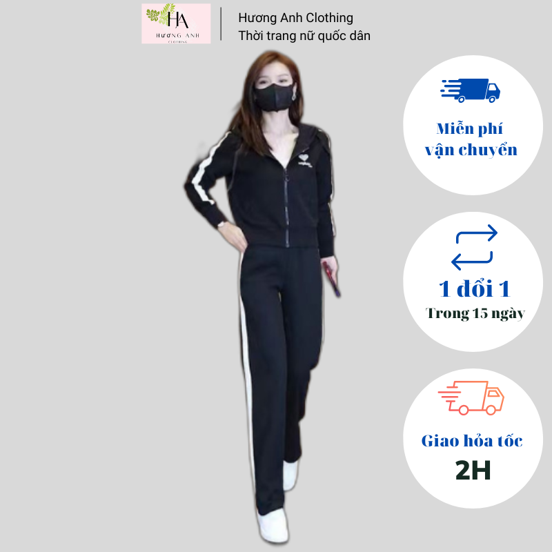 Set bộ nữ thu đông thể thao siêu đẹp, bộ thể thao nữ dáng dài cao cấp Hàn Quốc Chất Vải da cá thể thao