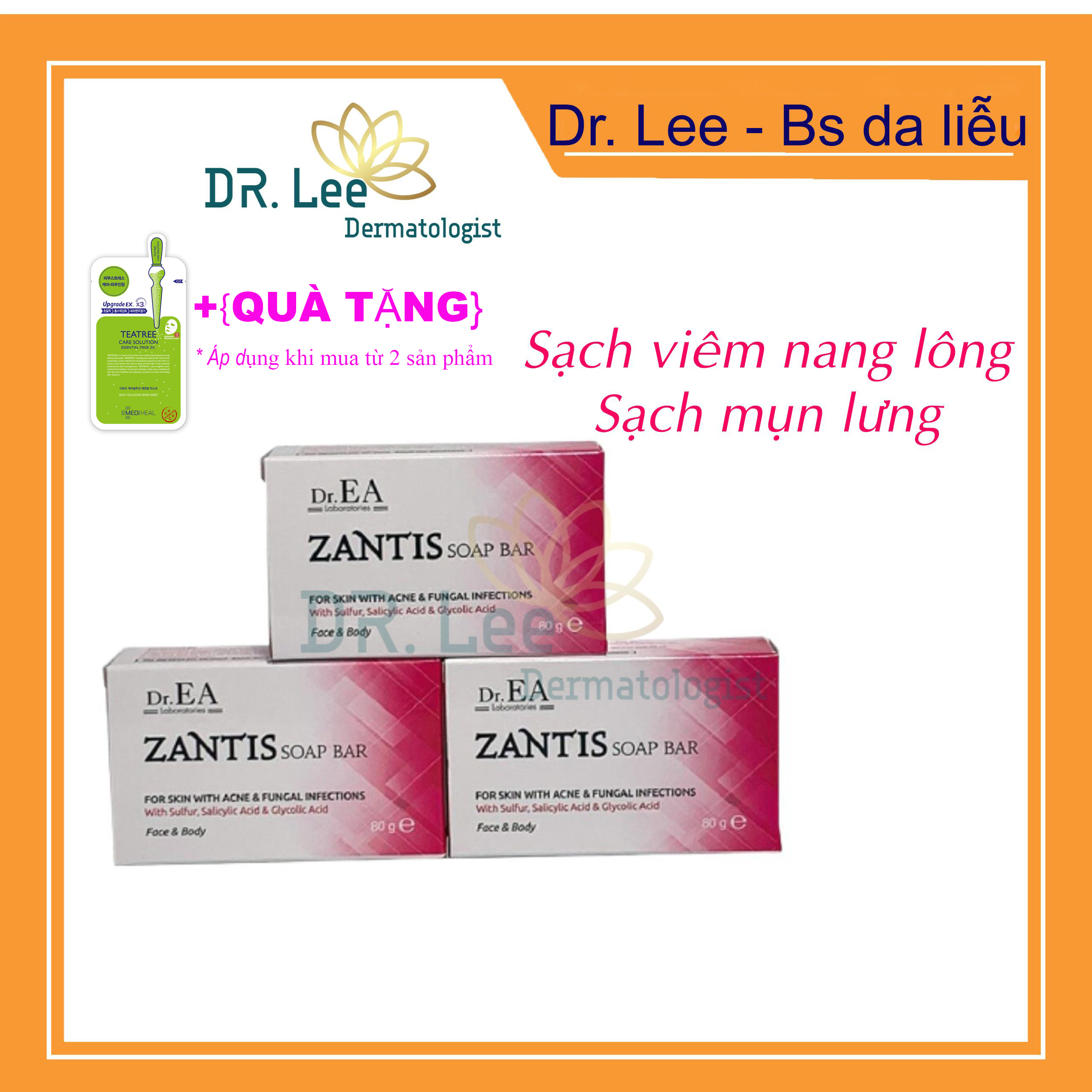 ✅+ xà phòng tắm giảm mụn, giảm viêm nang lông dr.ea zantis soap bar