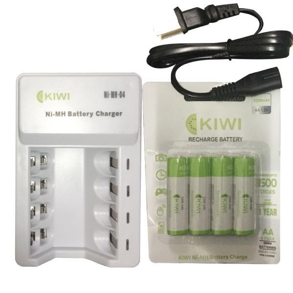 Combo dock sạc và vỉ 4 pin sạc kiwi 2800 mah