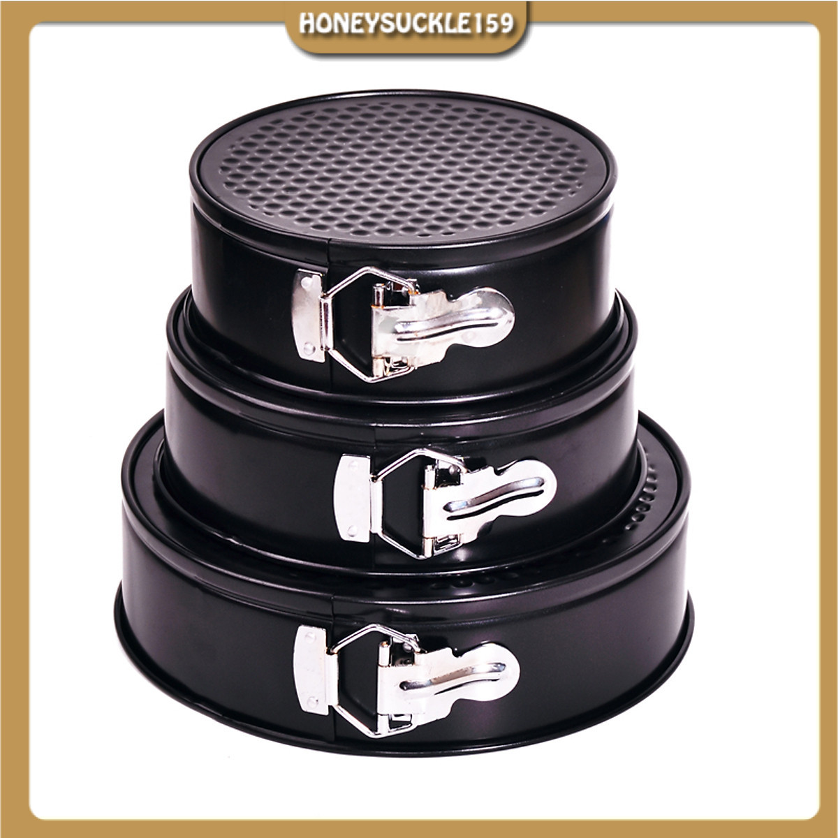 Combo 3 khuôn tròn 18,20,22cm làm bánh đế rời ,có khóa màu đen